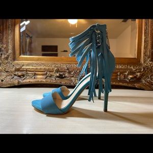 Guess Blue Fringe Heels NWOB